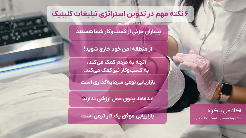 ۶ نکته مهم در تدوین استراتژی تبلیغات کلینیک