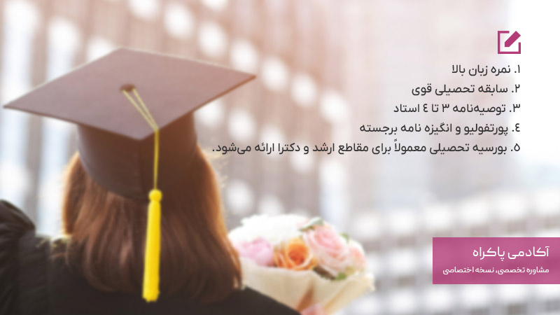 شرایط دریافت بورسیه طراحی داخلی