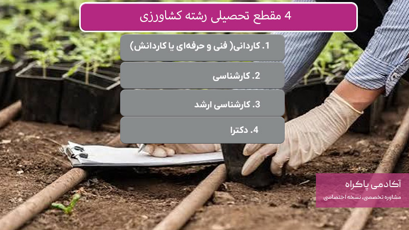 4 مقطع تحصیلی رشته کشاورزی