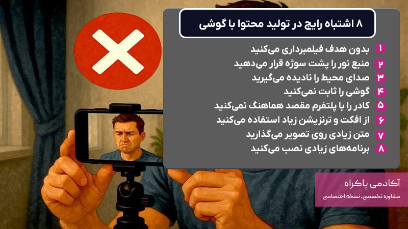 ۸ اشتباه رایج در تولید محتوا با گوشی