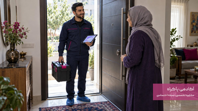 ورود حرفه‌ای تعمیرکار به منزل مشتری