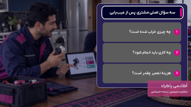 پاسخ به سوالات مشتری در مورد تعمیر قطعه