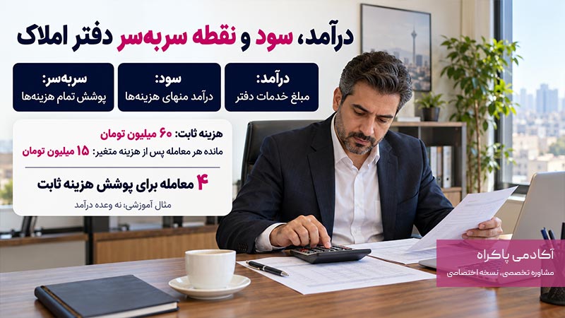 درآمد، سود و نقطه سر به سر دفتر املاک چگونه محاسبه میشود؟