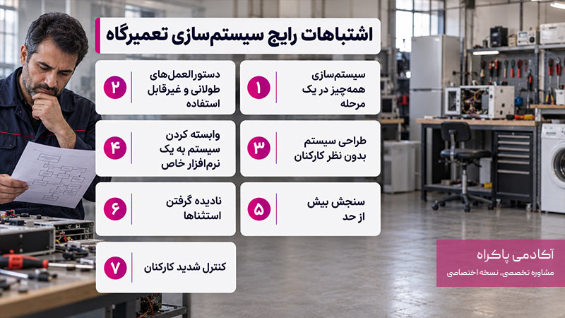 اشتباهات رایج در سیستم سازی تعمیرگاه