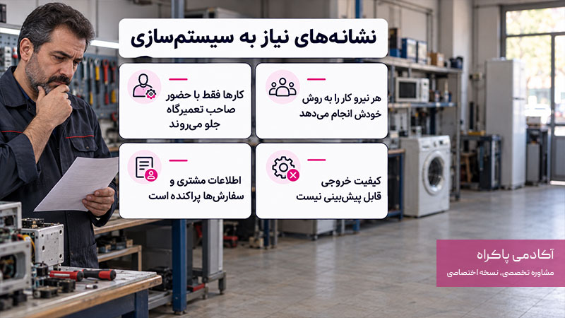 نشانه های نیاز به سیستم سازی در تعمیرگاه